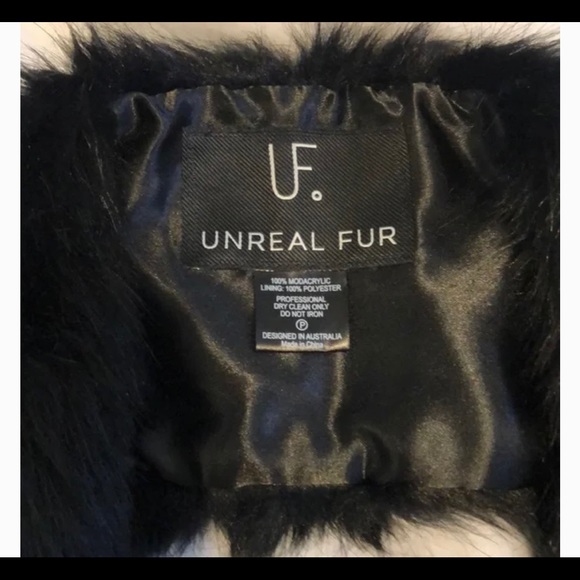 UNREAL FUR Black Stole Faux Fur Wrap Scarf - Picture 14 of 14